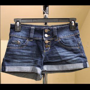 WannaBettaButt? YMI USA Denim Shorts with 4 Front Buttons and Real Pockets
